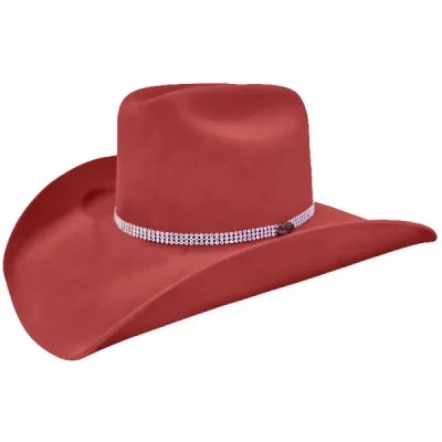 Chapéu Aveludado WesterMcAllen Country Americano Boiadeira Vermelho Strass